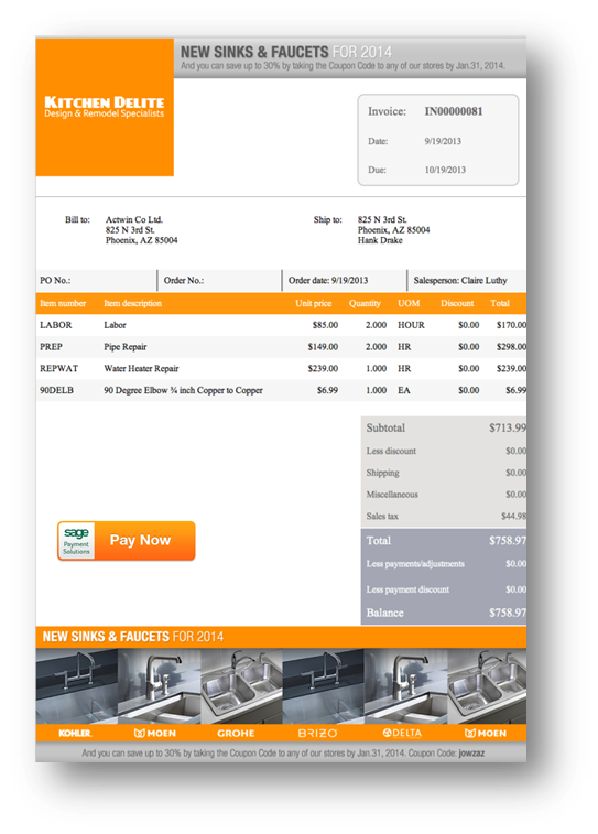 Sage Billing and Payment